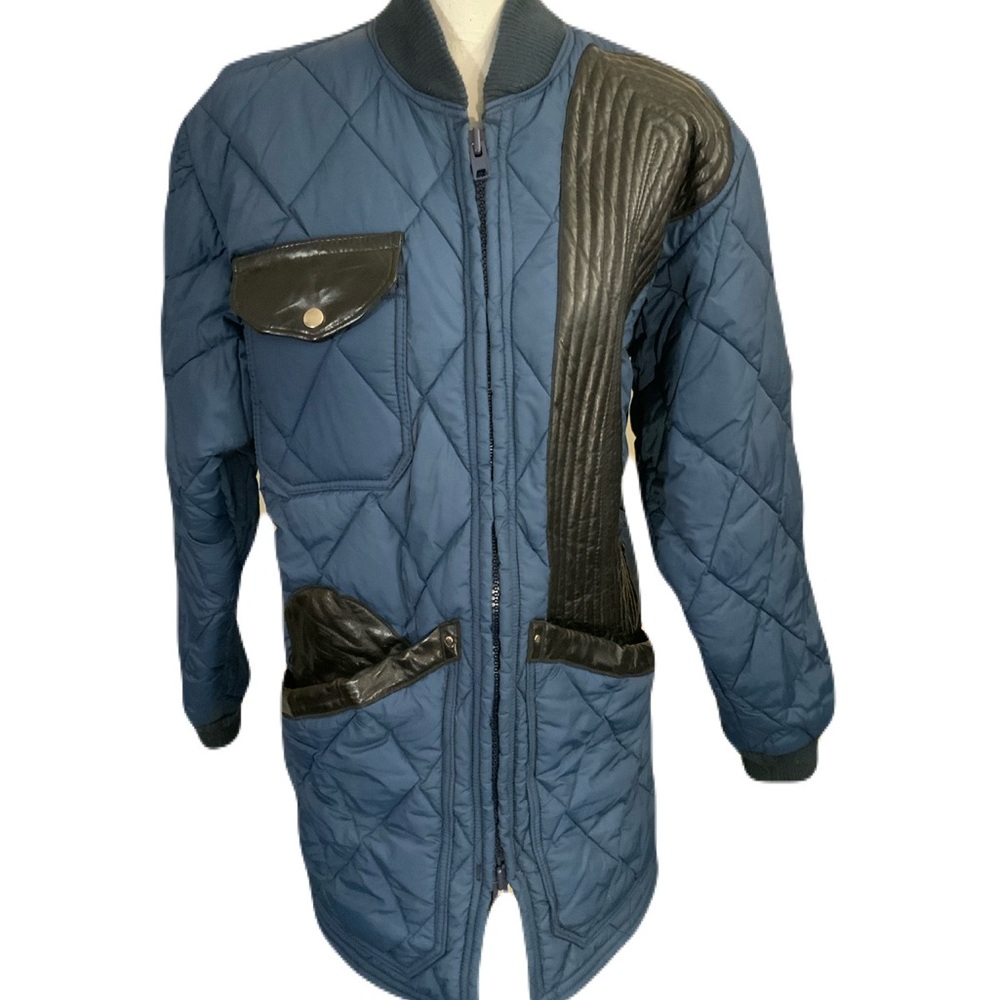 Rare Vintage Mr Trapshooter by JC Men's Quilted Blue Jacket with Black Accents